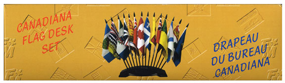 Canadian national and provincial flags with stand