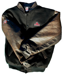 Canada Leather Melton Jacket (dark leather arms, cuffs and collar)