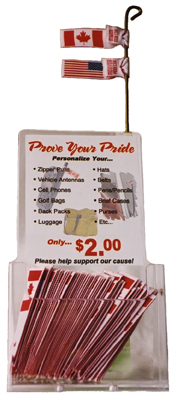 Canadian 'Pride Ribbons' Stand (with 50 Canadian or American ribbons)