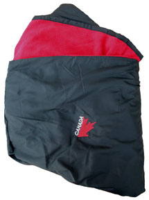 Canada Quillow with embroidered half maple leaf (showing fleece interior)